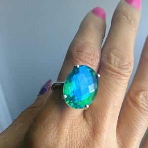 Peacock Quartz ring,